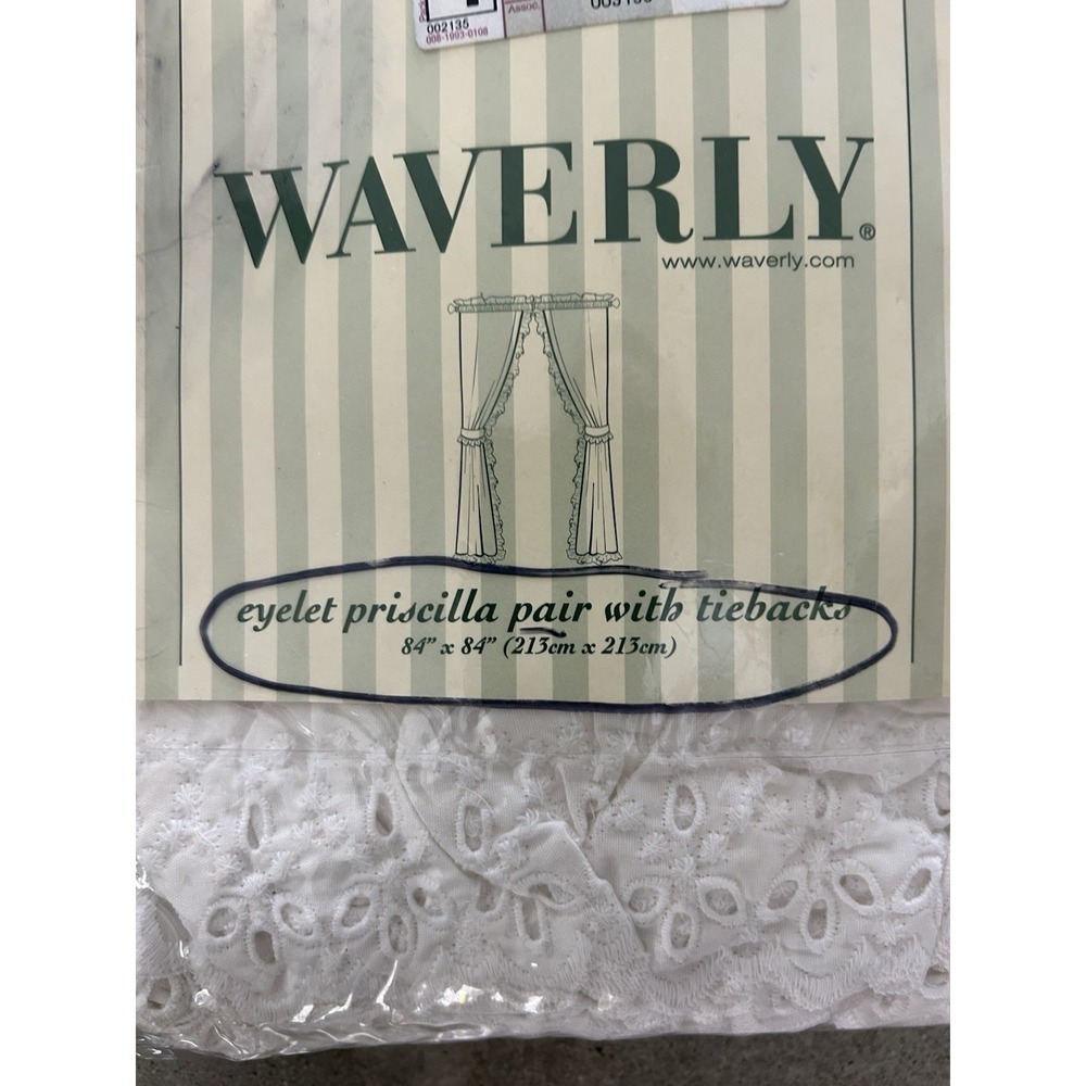 Waverly Ruffled Original Priscilla Curtains Ruffle White Eyelet 84" X 84" Pair - Picture 4 of 6